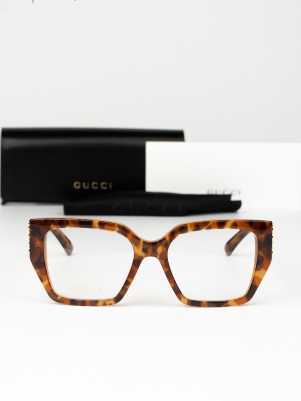 Gucci Women Eyeglasses Havana Demo Square GG2042O 004 NEW AUTHENTIC - Picture 2 of 7